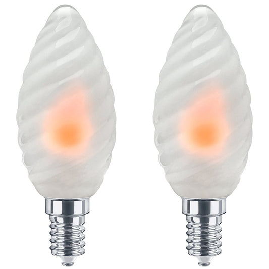 1W LED Twisted Opal Glass Flicker Flame Candle Light Bulb E14 2 Pack or 4 Pack - Energy Light Bulbs - Free delivery on all orders
