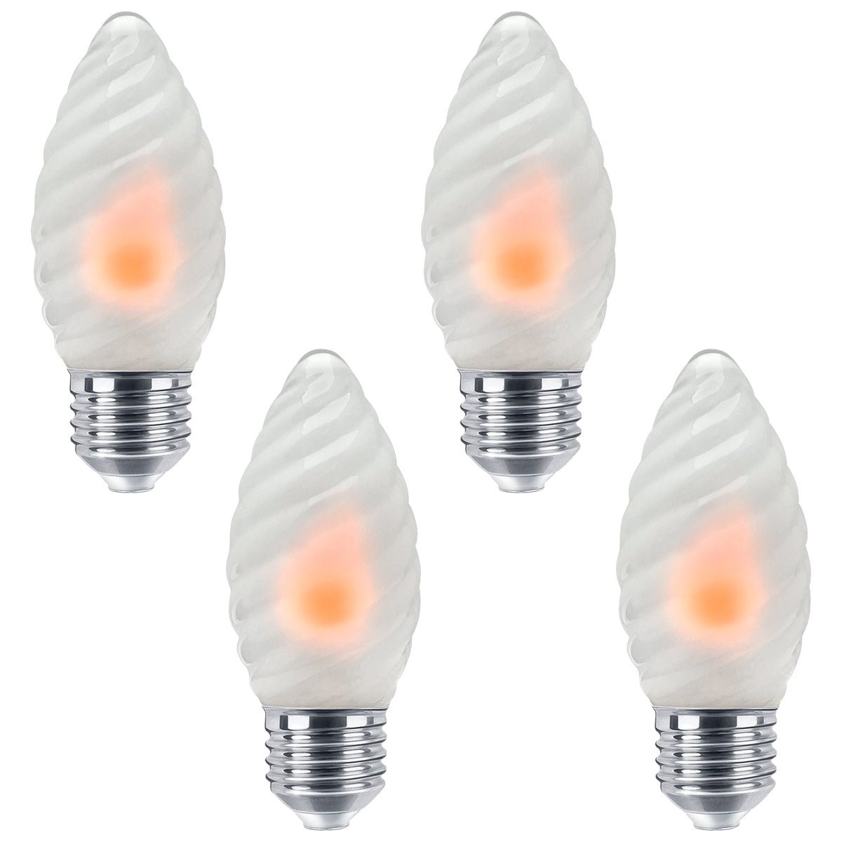 1W LED Twisted Opal Glass Flicker Flame Candle Light Bulb E27 2 Pack or 4 Pack - Energy Light Bulbs - Free delivery on all orders