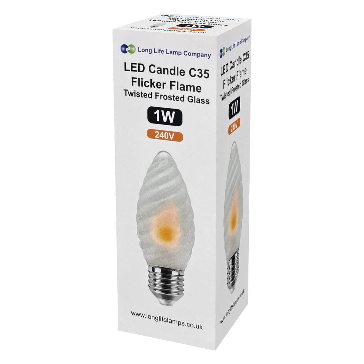 1W LED Twisted Opal Glass Flicker Flame Candle Light Bulb E27 2 Pack or 4 Pack