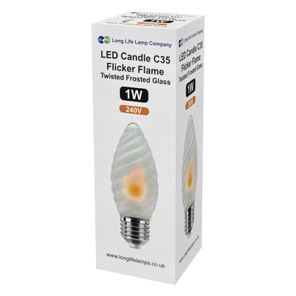1W LED Twisted Opal Glass Flicker Flame Candle Light Bulb E27 2 Pack or 4 Pack