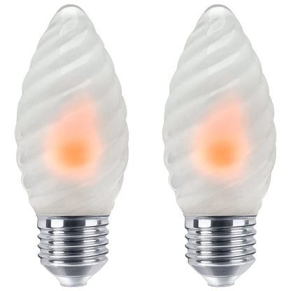 1W LED Twisted Opal Glass Flicker Flame Candle Light Bulb E27 2 Pack or 4 Pack - Energy Light Bulbs - Free delivery on all orders
