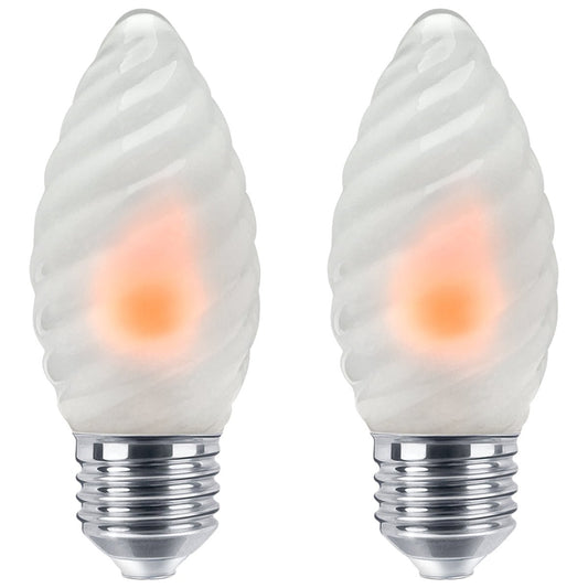 1W LED Twisted Opal Glass Flicker Flame Candle Light Bulb E27 2 Pack or 4 Pack - Energy Light Bulbs - Free delivery on all orders