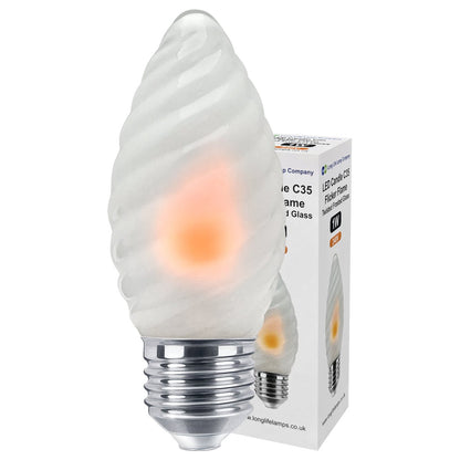 1W LED Twisted Opal Glass Flicker Flame Candle Light Bulb E27 2 Pack or 4 Pack