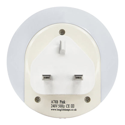 1w Pink LED Night Light 2 USB Ports Automatic Sensor Dusk To Dawn A78B - Energy Light Bulbs - Free delivery on all orders