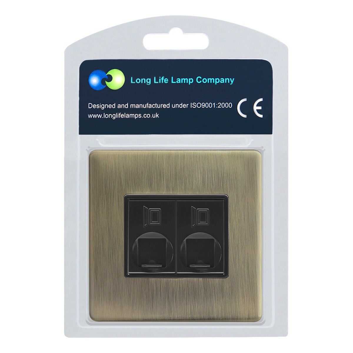 2 Gang Double Ethernet Port Data Socket CAT 5 Wall Plate Brush Antique Brass - Energy Light Bulbs - Free delivery on all orders