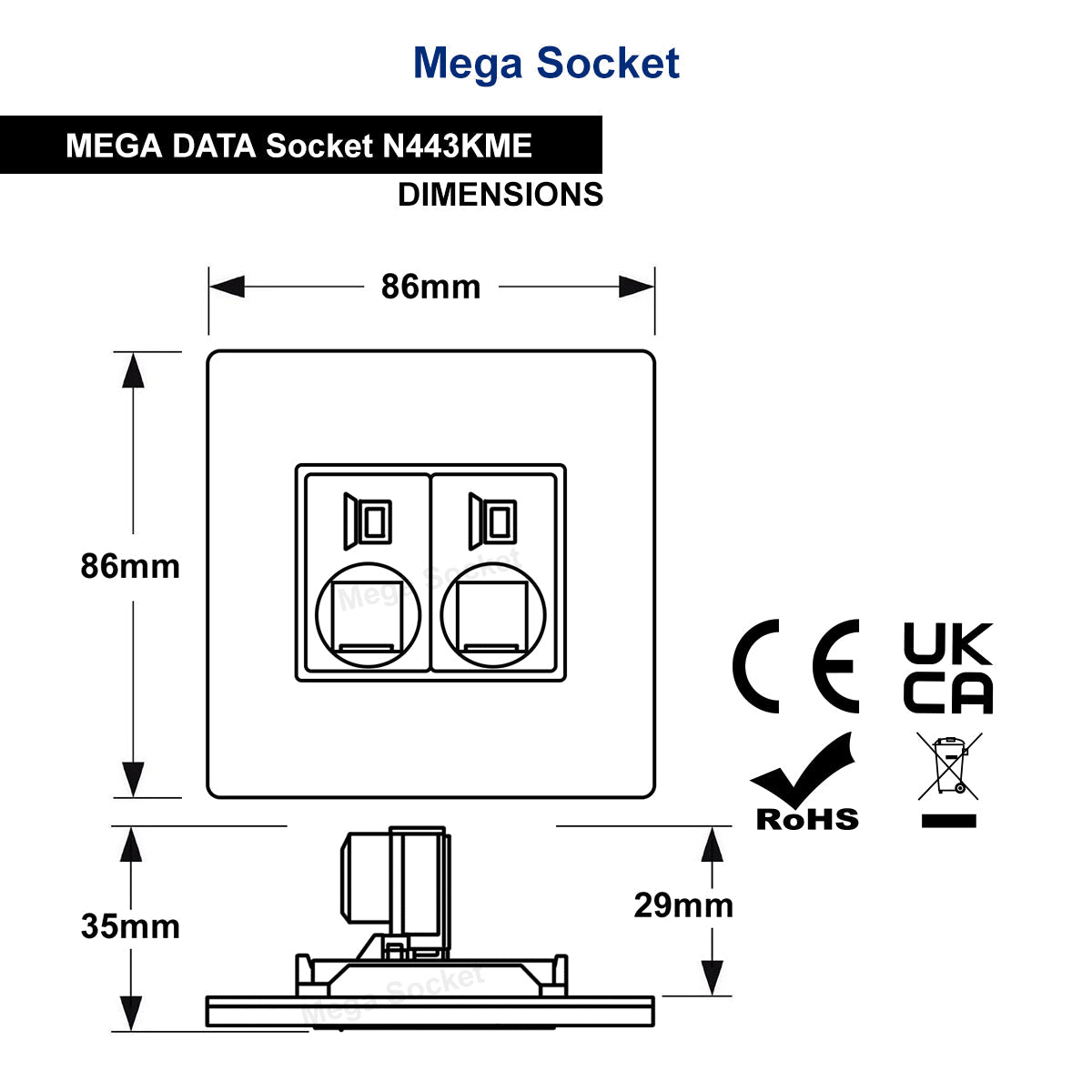 2 Gang Double Ethernet Port Data Socket CAT 5 Wall Plate Brush Antique Brass - Energy Light Bulbs - Free delivery on all orders
