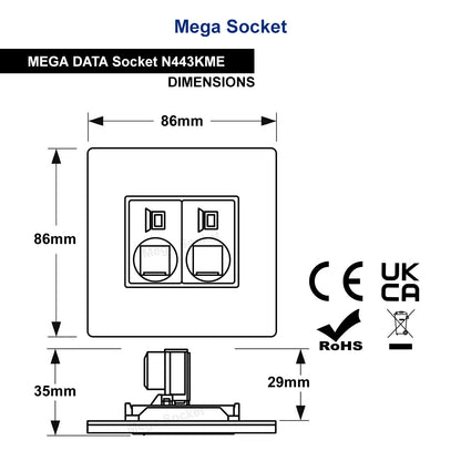 2 Gang Double Ethernet Port Data Socket CAT 5 Wall Plate Brush Antique Brass - Energy Light Bulbs - Free delivery on all orders