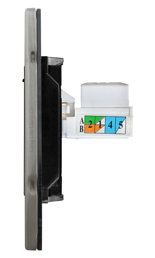 2 Gang Double Ethernet Port Data Socket CAT 5 Wall Plate Brushed Chrome Gloss N443DME - Energy Light Bulbs - Free delivery on all orders