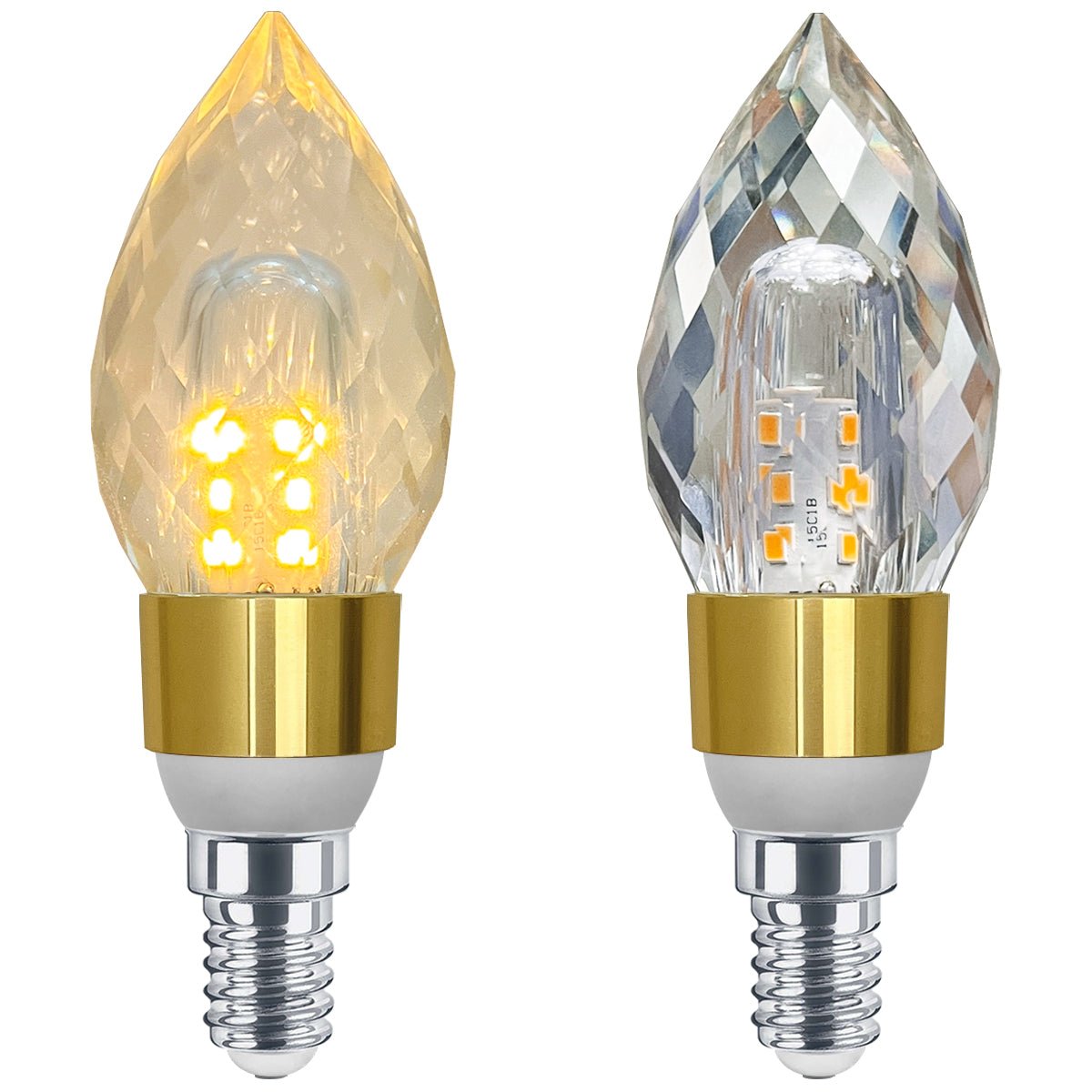 2 Pack 2W LED Crystal Candle Bulb 3000K Warm White E14 - Energy Light Bulbs - Free delivery on all orders
