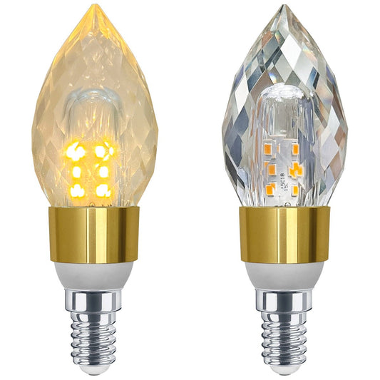 2 Pack 2W LED Crystal Candle Bulb 3000K Warm White E14 - Energy Light Bulbs - Free delivery on all orders