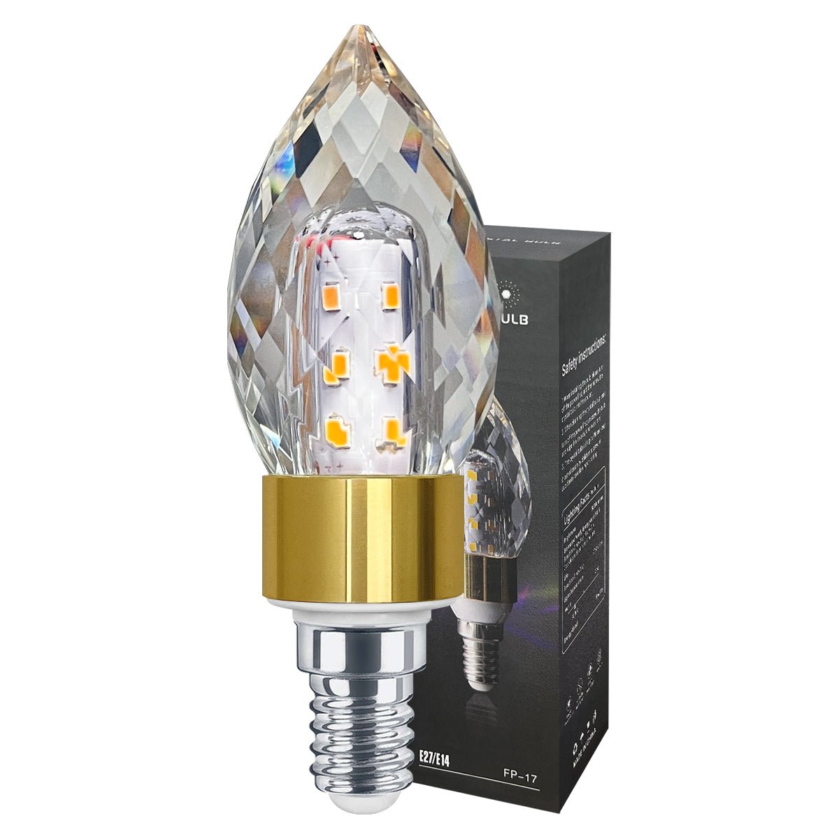 2 Pack 5W LED Crystal Candle Bulb Dimmable 3000K Warm White E14 - Energy Light Bulbs - Free delivery on all orders