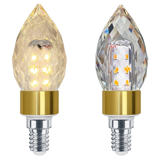 2 Pack 5W LED Crystal Candle Bulb Dimmable 3000K Warm White E14 - Energy Light Bulbs - Free delivery on all orders