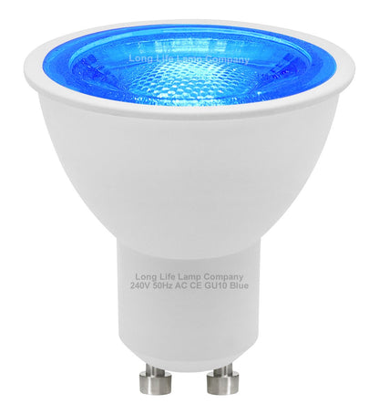 2 Pack LED GU10 Blue Light Bulb 5w with Blue Lens Diffuser - Energy Light Bulbs - Free delivery on all orders