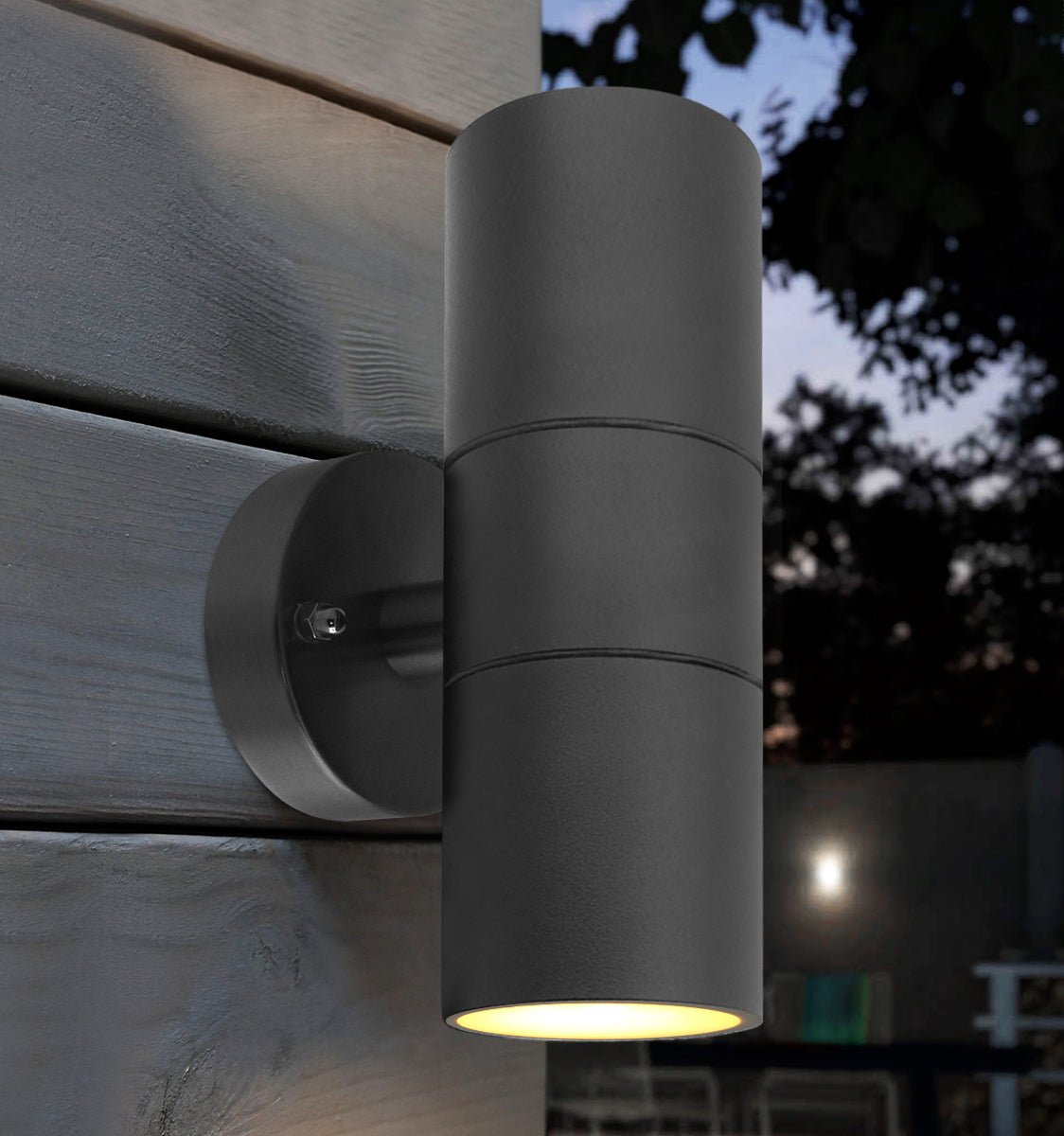 2 Pack Modern Black Double Up Down Outdoor Stainless Steel Wall Light ZLC035B - Free delivery on all orders