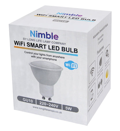 2 Pack Wifi 5W GU10 LED Smart Light Bulb Warm White to Cool White Alexa Google Controlled by Smartphone - Energy Light Bulbs - Free delivery on all orders