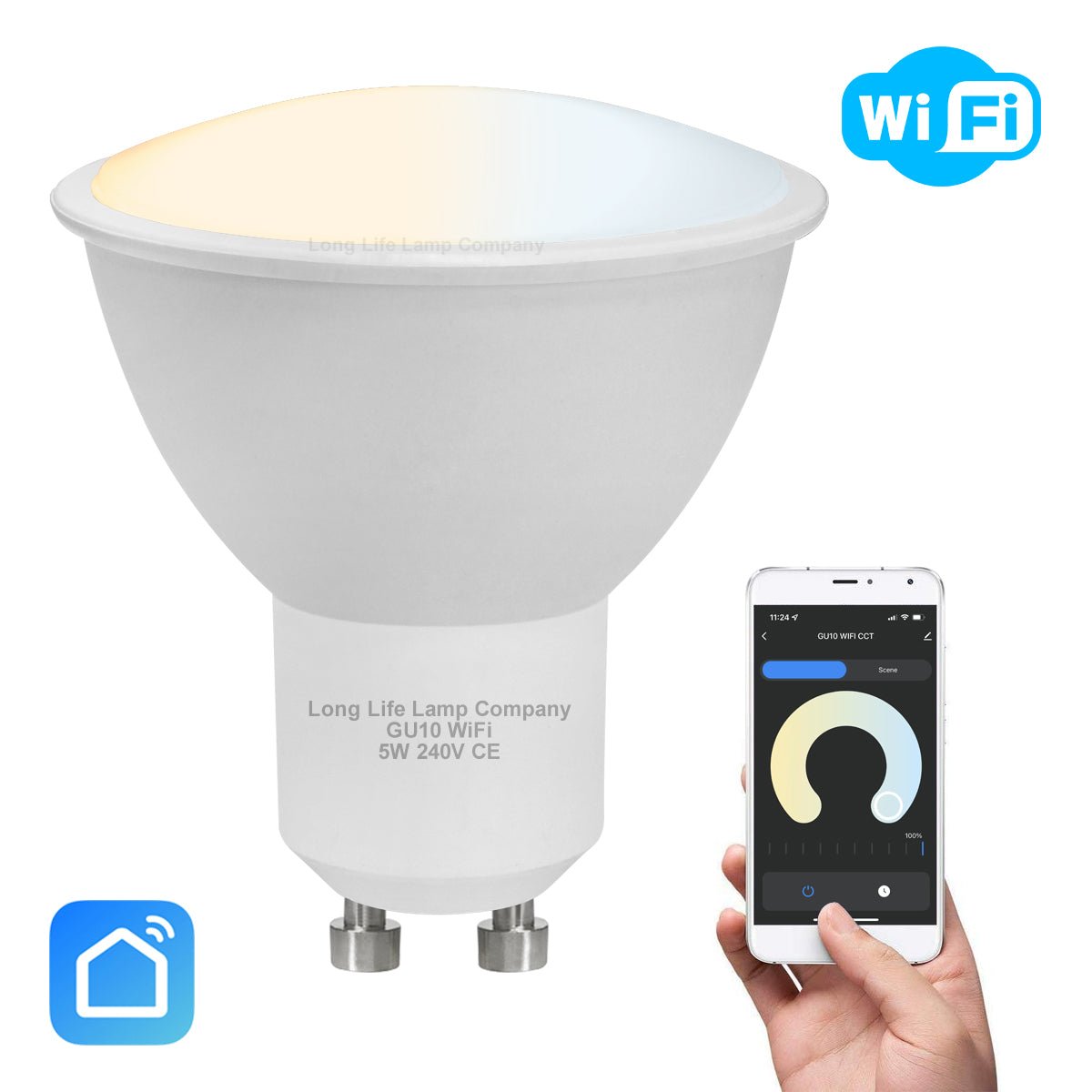2 Pack Wifi 5W GU10 LED Smart Light Bulb Warm White to Cool White Alexa Google Controlled by Smartphone - Energy Light Bulbs - Free delivery on all orders