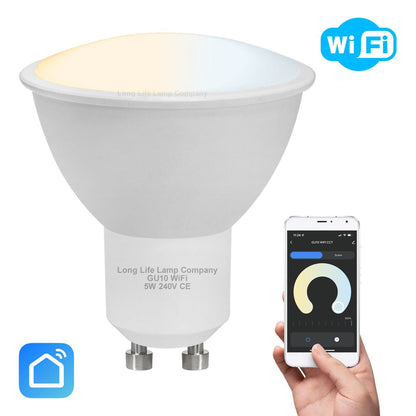 2 Pack Wifi 5W GU10 LED Smart Light Bulb Warm White to Cool White Alexa Google Controlled by Smartphone - Energy Light Bulbs - Free delivery on all orders