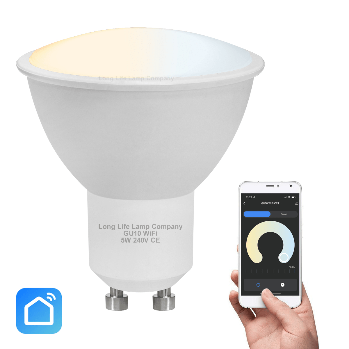 2 Pack Wifi 5W GU10 LED Smart Light Bulb Warm White to Cool White Alexa Google Controlled by Smartphone - Energy Light Bulbs - Free delivery on all orders