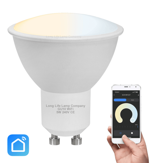 2 Pack Wifi 5W GU10 LED Smart Light Bulb Warm White to Cool White Alexa Google Controlled by Smartphone - Energy Light Bulbs - Free delivery on all orders