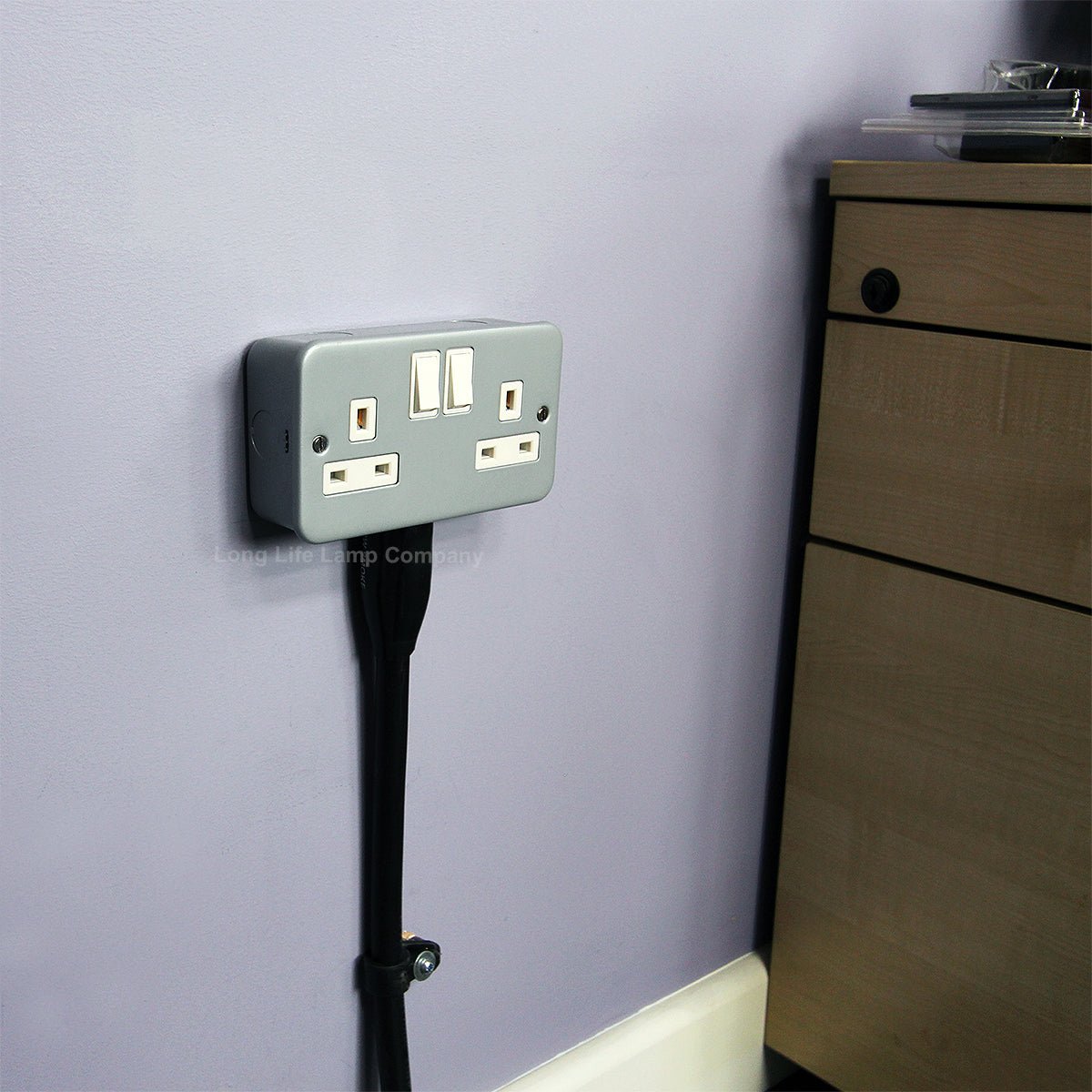 2 X 13 Amp Metal Clad Socket 2 Gang Switched Socket Outlet - Energy Light Bulbs - Free delivery on all orders
