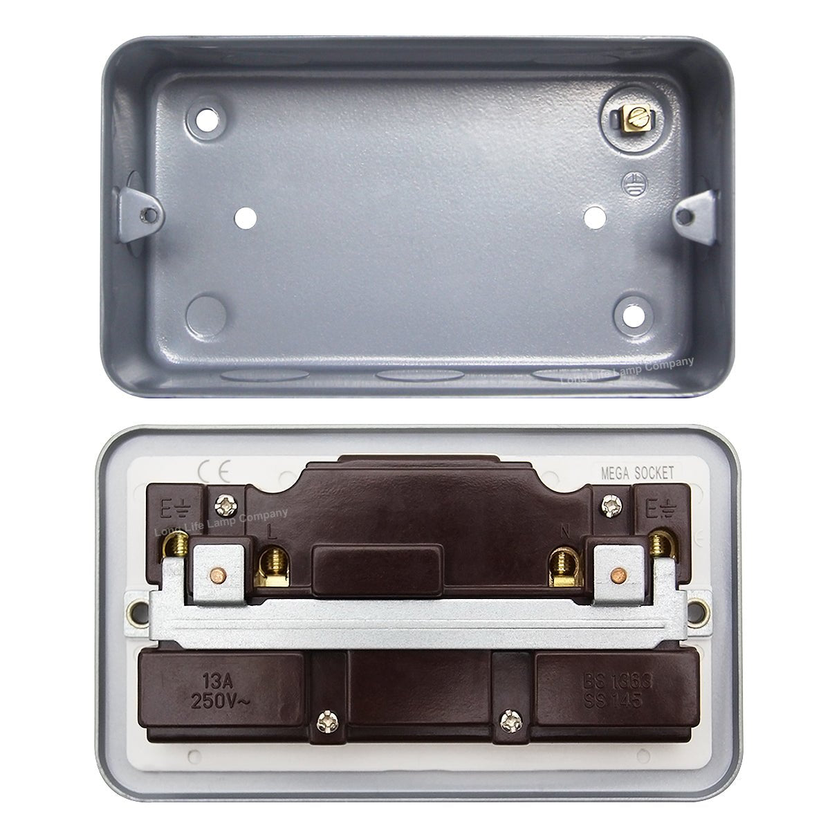 2 X 13 Amp Metal Clad Socket 2 Gang Switched Socket Outlet - Energy Light Bulbs - Free delivery on all orders