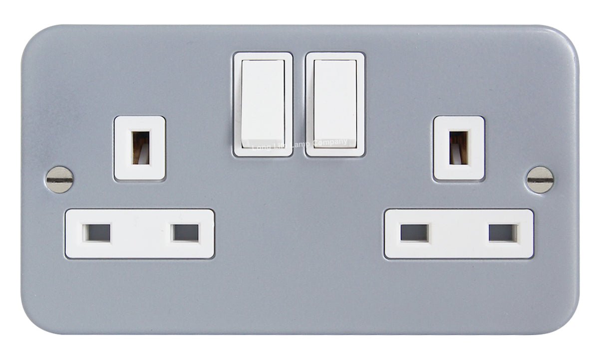 2 X 13 Amp Metal Clad Socket 2 Gang Switched Socket Outlet - Energy Light Bulbs - Free delivery on all orders