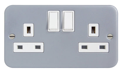 2 X 13 Amp Metal Clad Socket 2 Gang Switched Socket Outlet - Energy Light Bulbs - Free delivery on all orders