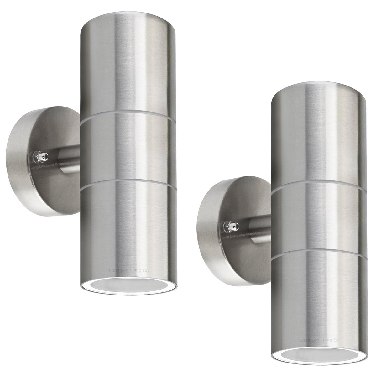 2 X Modern Outdoor Stainless Steel Double Wall Light - Energy Light Bulbs - Free delivery on all orders