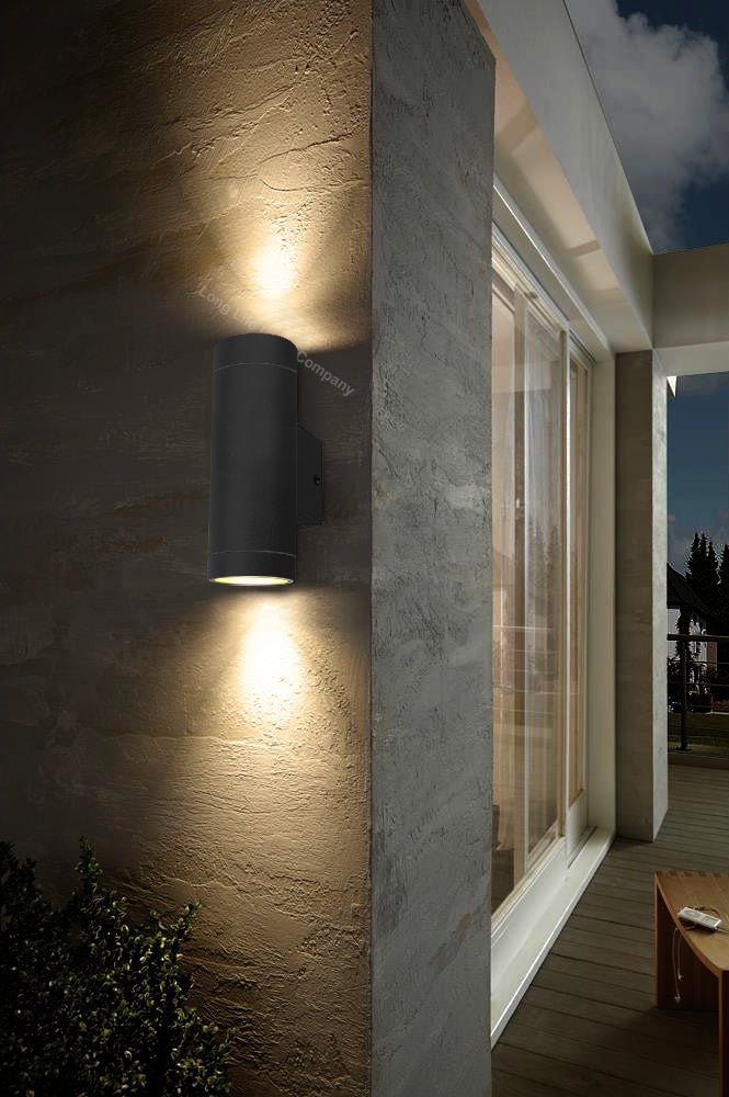2 x Outdoor Black Double Wall Light IP65 - Energy Light Bulbs - Free delivery on all orders