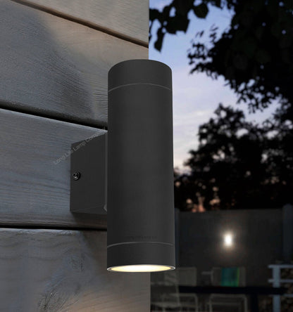 2 x Outdoor Black Double Wall Light IP65 - Energy Light Bulbs - Free delivery on all orders