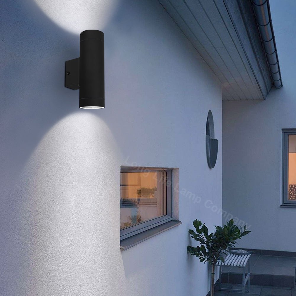 2 x Outdoor Black Double Wall Light IP65 - Energy Light Bulbs - Free delivery on all orders