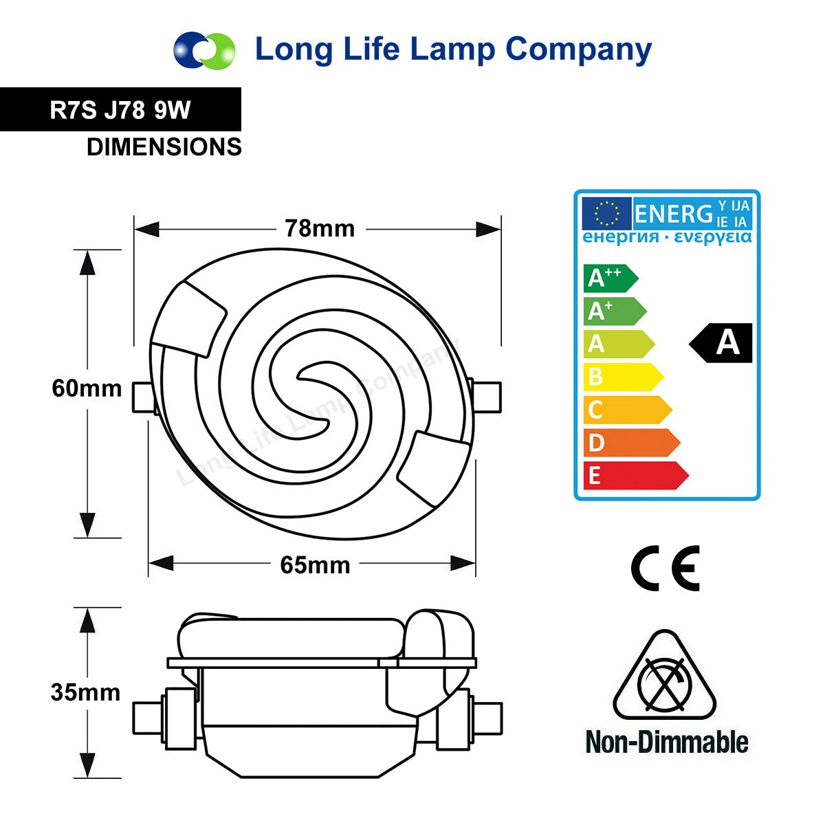 2 x R7s J78 Security PIR Flood Light Bulb Replacement 9W Energy Saving Bulb 78mm - Energy Light Bulbs - Free delivery on all orders