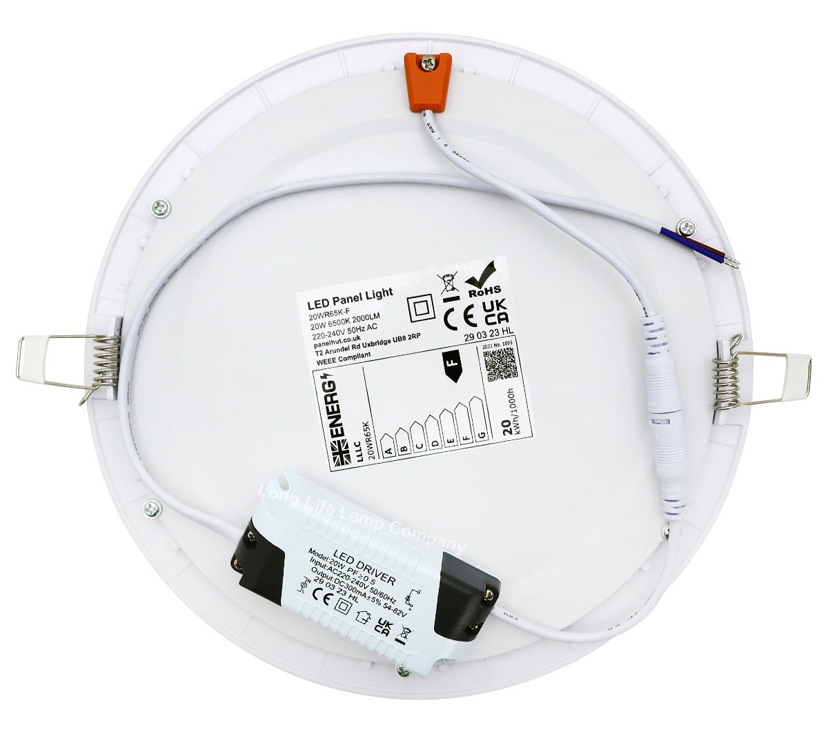 20W LED Back Lit Round Recessed Ceiling Panel Light Cool White 6500k 20WR65K - Energy Light Bulbs - Free delivery on all orders