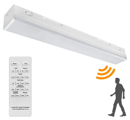 20W LED Microwave Sensor Ceiling Batten Light Fitting 2 feet Remote Control 6500k - Energy Light Bulbs - Free delivery on all orders