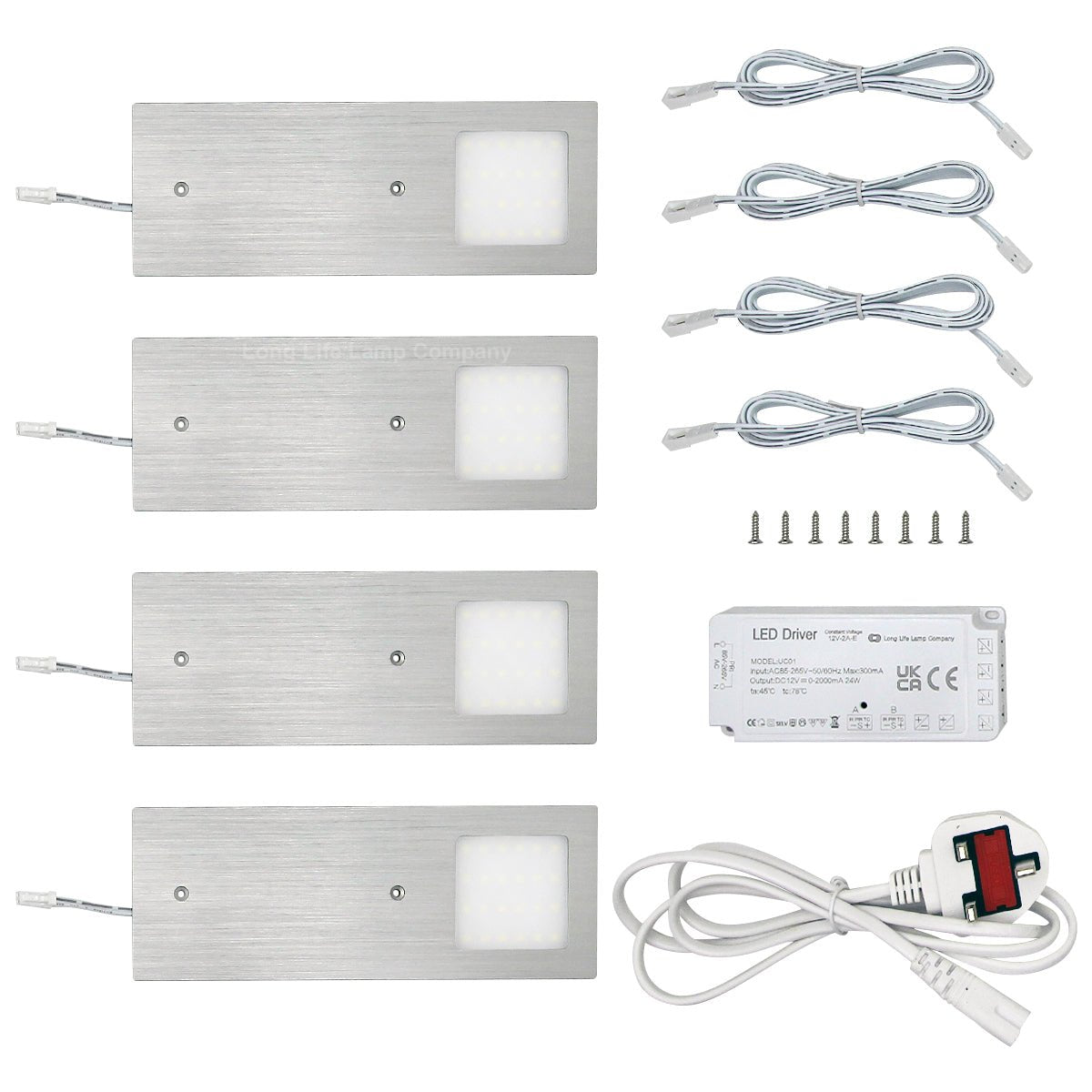 20w LED Under Cabinet Kitchen Lights Slim Rectangular Cool White 6500k Kit of 4 - Energy Light Bulbs - Free delivery on all orders