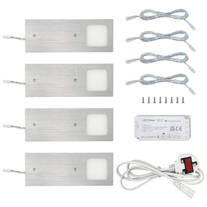 20w LED Under Cabinet Kitchen Lights Slim Rectangular Cool White 6500k Kit of 4 - Energy Light Bulbs - Free delivery on all orders