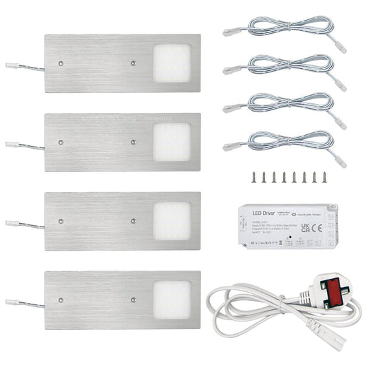 20w LED Under Cabinet Kitchen Lights Slim Rectangular Cool White 6500k Kit of 4 - Energy Light Bulbs - Free delivery on all orders