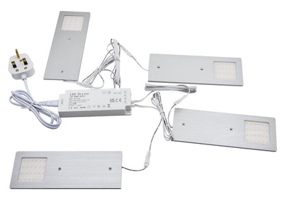 20w LED Under Cabinet Kitchen Lights Slim Rectangular Warm White 3000k Kit Of 4 - Energy Light Bulbs - Free delivery on all orders
