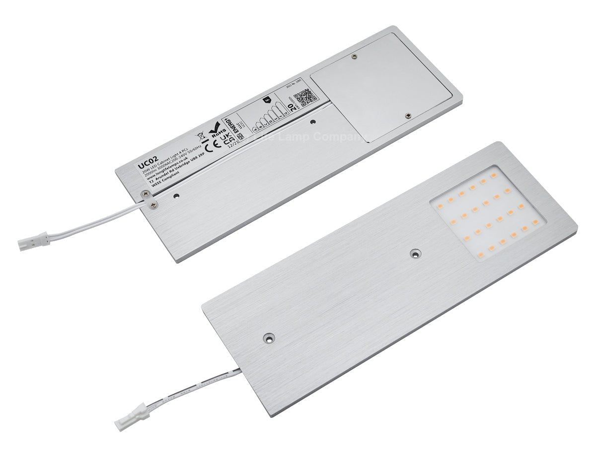 20w LED Under Cabinet Kitchen Lights Slim Rectangular Warm White 3000k Kit Of 4 - Energy Light Bulbs - Free delivery on all orders