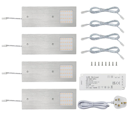 20w LED Under Cabinet Kitchen Lights Slim Rectangular Warm White 3000k Kit Of 4 - Energy Light Bulbs - Free delivery on all orders