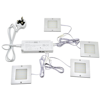 20W LED Under Cabinet Kitchen Lights Slim SQUARE Cool White 6500K Kit of 4 - Energy Light Bulbs - Free delivery on all orders
