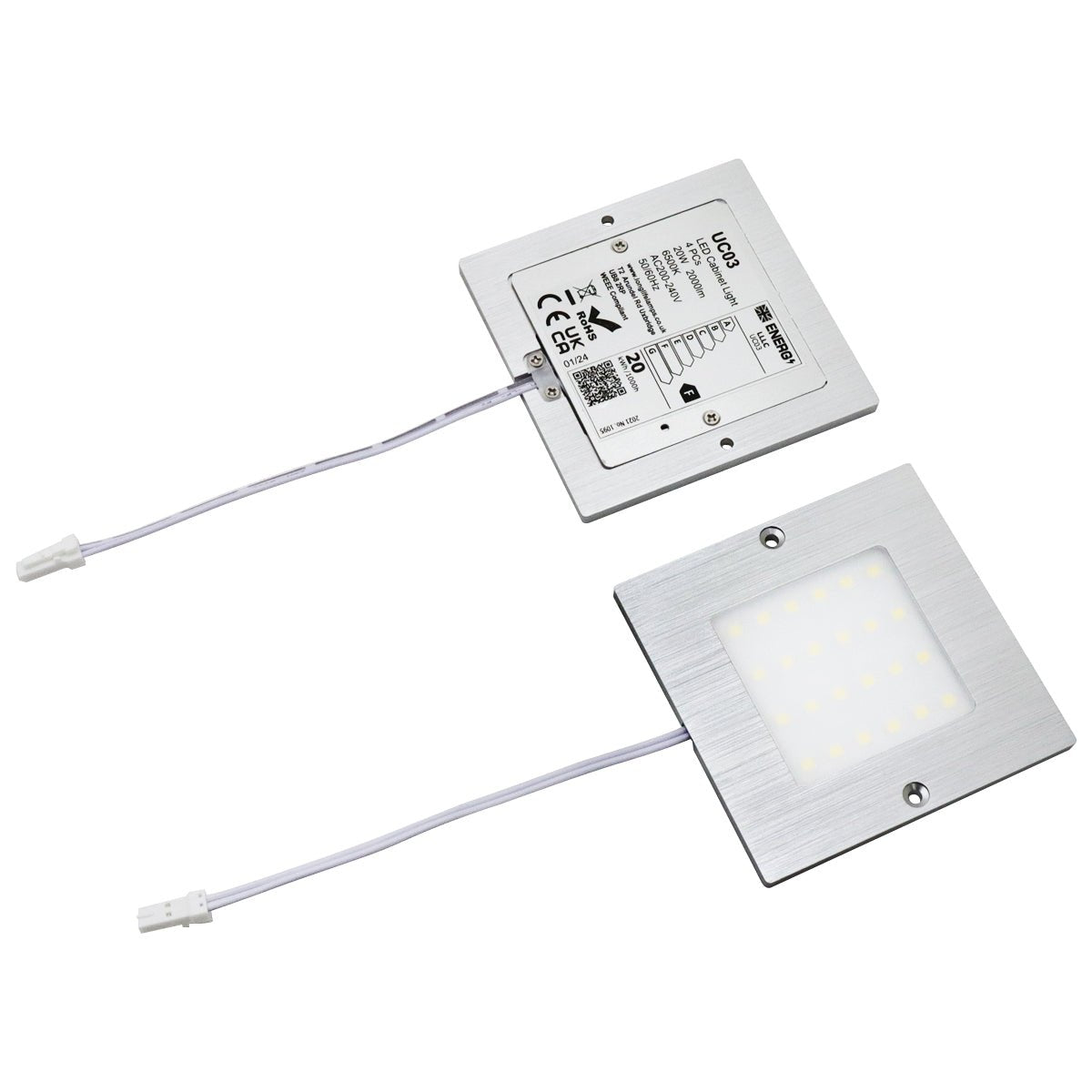 20W LED Under Cabinet Kitchen Lights Slim SQUARE Cool White 6500K Kit of 4 - Energy Light Bulbs - Free delivery on all orders