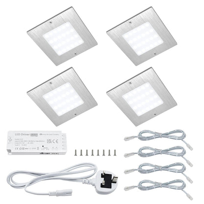 20W LED Under Cabinet Kitchen Lights Slim SQUARE Cool White 6500K Kit of 4 - Energy Light Bulbs - Free delivery on all orders