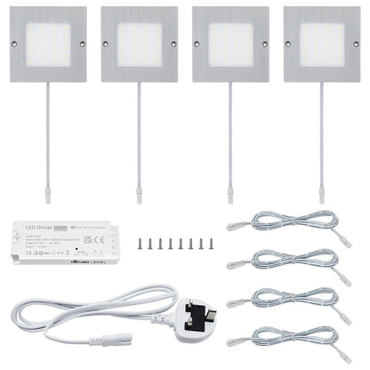 20W LED Under Cabinet Kitchen Lights Slim SQUARE Cool White 6500K Kit of 4 - Energy Light Bulbs - Free delivery on all orders