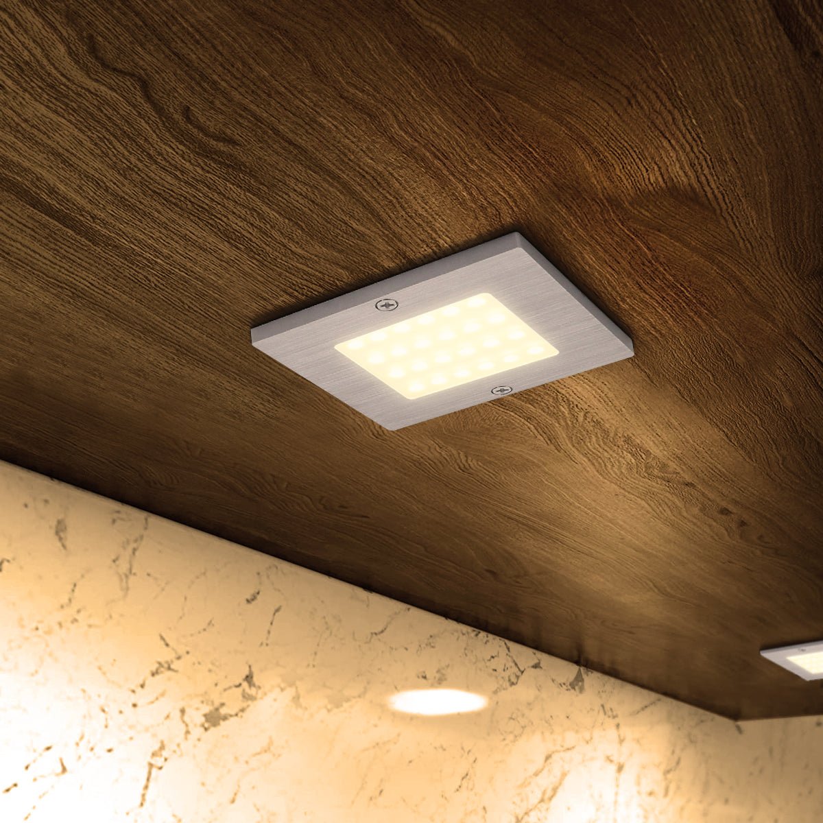 20W LED Under Cabinet Kitchen Lights Slim SQUARE Warm White 3000K Kit Of 4 - Energy Light Bulbs - Free delivery on all orders