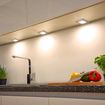 20W LED Under Cabinet Kitchen Lights Slim SQUARE Warm White 3000K Kit Of 4 - Energy Light Bulbs - Free delivery on all orders