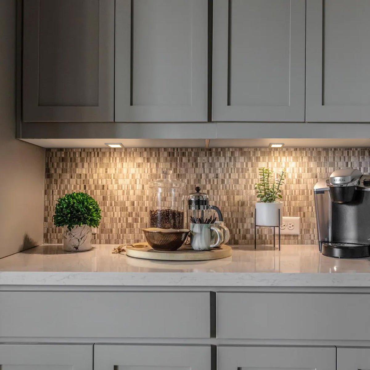 20W LED Under Cabinet Kitchen Lights Slim SQUARE Warm White 3000K Kit Of 4 - Energy Light Bulbs - Free delivery on all orders