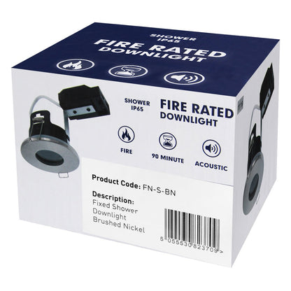 240v Brushed Nickel Bathroom Fire Rated Downlight IP65 GU10 - Energy Light Bulbs - Free delivery on all orders