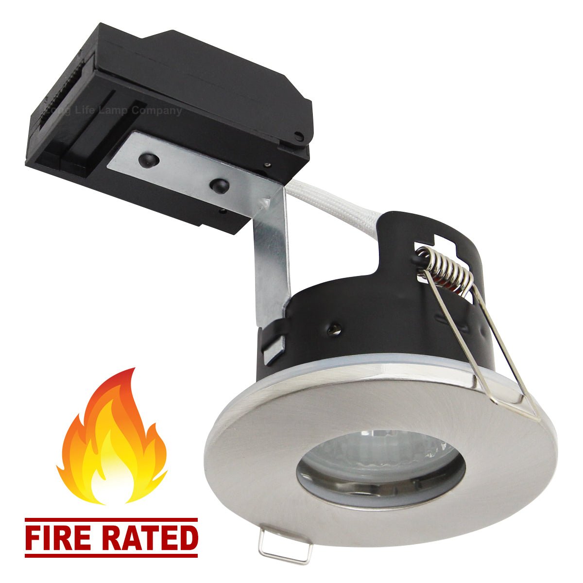240v Brushed Nickel Bathroom Fire Rated Downlight IP65 GU10 - Energy Light Bulbs - Free delivery on all orders