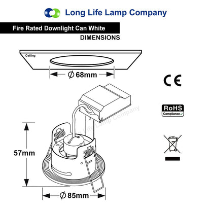 240v White Bathroom Shower Fire Rated Downlight IP65 GU10 - Energy Light Bulbs - Free delivery on all orders